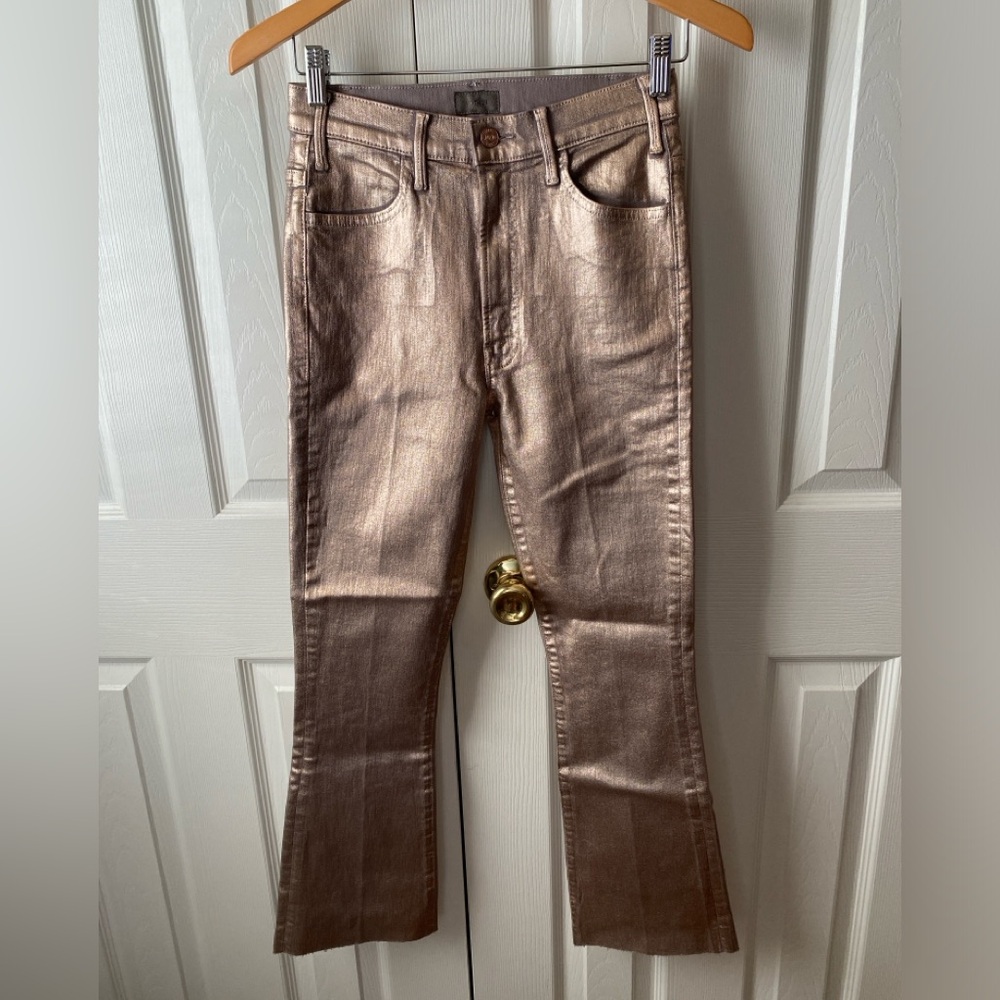 🆕MOTHER The Hustler Driftwood Gold High Rise Straight Ankle Fray Jeans SZ 26